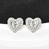 Brass Micro Pave Clear Cubic Zirconia Stud Earrings EJEW-M103-11P-1