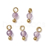 7Pcs 7 Styles Natural Red Jasper & Tiger Eye & Rose Quartz & Green Aventurine & Magnesite & Lapis Lazuli & Amethyst Faceted Round Charms PALLOY-JF03452-2
