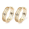 Brass Clear Cubic Zirconia Rectangle Hoop Earrings EJEW-D320-06G-4