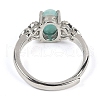 Oval Natural Mixed Stone Adjustable Rings RJEW-Q819-01P-4