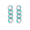 304 Stainless Steel Enamel Curb Chains Dangle Stud Earrings SI8775-1-1