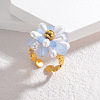 304 Stainless Steel Cuff Rings with Acrylic Pearl RJEW-V010-01G-1