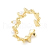 Flower Brass Open Cuff Rings for Women RJEW-R011-09G-01-4