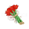 Handmade Glass Beaded Flower with Bowknot Pendants PALLOY-MZ00753-03-4