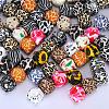 Colorful Pattern Printed Silicone Focal Beads SI-JX0022A-14-4