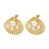 Brass Shell Shape Stud Earrings EJEW-S277-06G-4