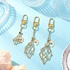 Brass Macrame Pouch Empty Stone Holder Pendant Decoration HJEW-JM03304-1