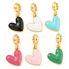 Rack Plating Alloy Enamel Heart European Dangle Charms FIND-B034-20G-1
