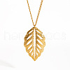 Stainless Steel Hollow Leaf Alligator Hair Clips & Stud Earrings & Pendant Necklaces Sets for Women IK7131-1-5