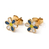 Ion Plating(IP) 304 Stainless Steel Stud Earrings with Colorful Enamel EJEW-Q783-08G-1