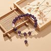 Natural Amethyst & Rose Quartz & Opalite Round Beaded Stretch Bracelets BJEW-JB09021-2