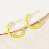 C-Shaped Brass Enamel Stud Earrings EJEW-S277-11G-4