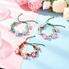 3Pcs Floral Acrylic Beads Braided Bead Bracelets for Women BJEW-MZ00184-1