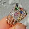 Oval Alloy Micro Pave Colorful Cubic Zirconia Finger Rings FS-WG843A4-04-2