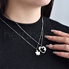 2Pcs 2 Styles Heart Puzzle 201 Stainless Steel Pendant Cable Chain Couple Necklaces FS-WG816E6-05-3