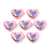 Flower Printed Opaque Acrylic Heart Beads SACR-S305-28-H02-1