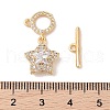 Golden Brass Micro Pave Clear Cubic Zirconia Toggle Clasps KK-B100-040G-4