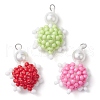 3Pcs 3 Colors Seed Beads Beaded Charms PALLOY-MZ00346-1