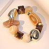 Exaggerated Glass & Wood & Resin & CCB Plastic Beaded Stretch Bracelets for Women WG71D73-01-1
