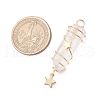 3Pcs 3 Styles Electroplated Natural Quartz Crystal Pointed Copper Wire Wrapped Pendants PALLOY-JF03766-06-2