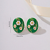 Oval with Flower Pattern Alloy Clip-on Earrings JF4361-3-3
