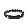 Natural Obsidian Beaded Stretch Bracelet BJEW-JB08879-02-1