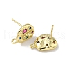 Brass Micro Pave Cubic Zirconia Stud Earring Findings KK-U075-01C-03G-2