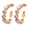 C-Shaped 304 Stainless Steel Rhinestone Stud Earrings EJEW-M105-07G-02-4