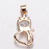 Brass Micro Pave Cubic Zirconia Kitten Pendants ZIRC-P015-17-3