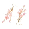 Flower Brass Dangle Earrings EJEW-TA00643-02-4