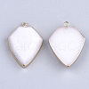 Electroplate Natural White Jade Pendants G-S344-20G-2