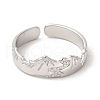 304 Stainless Steel Mountain Open Cuff Ring for Women RJEW-E063-09P-2