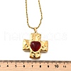 Cross with Heart 304 Stainless Steel Cubic Zirconia Pendant Necklaces NJEW-H070-01G-01-5