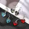 Heart Glass Dangle Earrings X-EJEW-JE01737-1