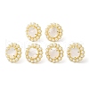 Ion Plating(IP) Natural Shell Flower Stud Earrings with Plastic Pearl Beaded EJEW-E599-04G-02-2