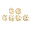 Natural Shell Flower Stud Earrings with Plastic Pearl Beaded EJEW-E599-04G-02-2