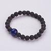 Natural Lava Rock Beaded Stretch Bracelets BJEW-JB02906-2