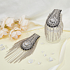 SUPERFINDINGS 2Pcs Iron & Glass Rhinestone Chain Tassel Fashion Epaulette DIY-FH0006-50-4