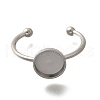 304 Stainless Steel Open Cuff Ring Components STAS-M057-01C-P-2
