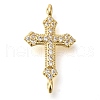 Brass Pave Clear Cubic Zirconia Connector Charms KK-M101-02D-G02-1