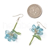 304 Stainless Steel Flower Dangle Earrings EJEW-MZ00461-03-3