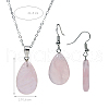 Teardrop Natural Rose Quartz Pendant Necklaces & Dangle Earrings Sets FS-WGAC060-01-2