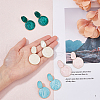 FIBLOOM 4 Pairs 4 Colors Alloy Enamel Flat Round Dangle Stud Earrings for Women EJEW-FI0002-65-3