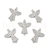 Brass Micro Pave Clear Cubic Zirconia Connector Charms X-KK-E068-VB265-1