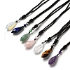 Cone Natural & Synthetic Mixed Gemstone Pendant Necklace with Nylon Rope for Women G-H286-08-1