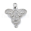 Rack Plating Brass Micro Pave Clear Cubic Zirconia Bee Connector Charms KK-A234-072P-1