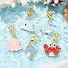 Marine Animal Alloy Enamel Pendant Decorations HJEW-JM01376-2