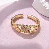 Brass Micro Pave Cubic Zirconia Cuff Finger Rings RJEW-C120-25G-02-2