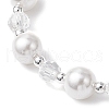 Shell Pearl & Glass Round Beaded Bracelets BJEW-JB11857-01-4