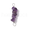 10Pcs 5 Styles Constellation Natural Gold Rutilated Quartz & Amethyst & Golden Sheen Obsidian & Strawberry Quartz & Lapis Lazuli Copper Wire Wrapped Chip Beaded Connector Charms PALLOY-JF02905-03-3